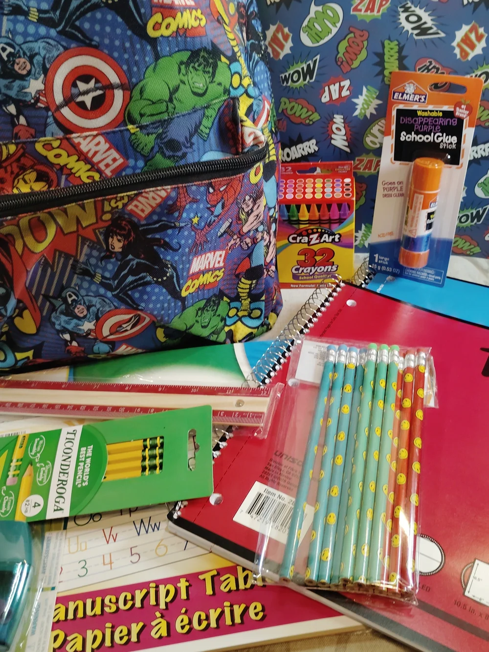 Marvel  Superheroes Multicolor Backpack & School Supplies